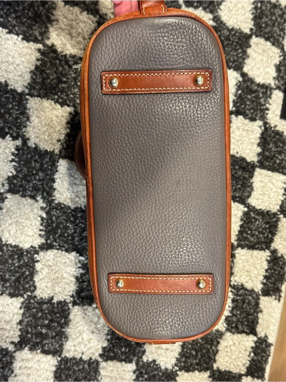 Dooney & Bourke Elephant Gray Pebble Grain Leather Zip Dome Satchel Bag